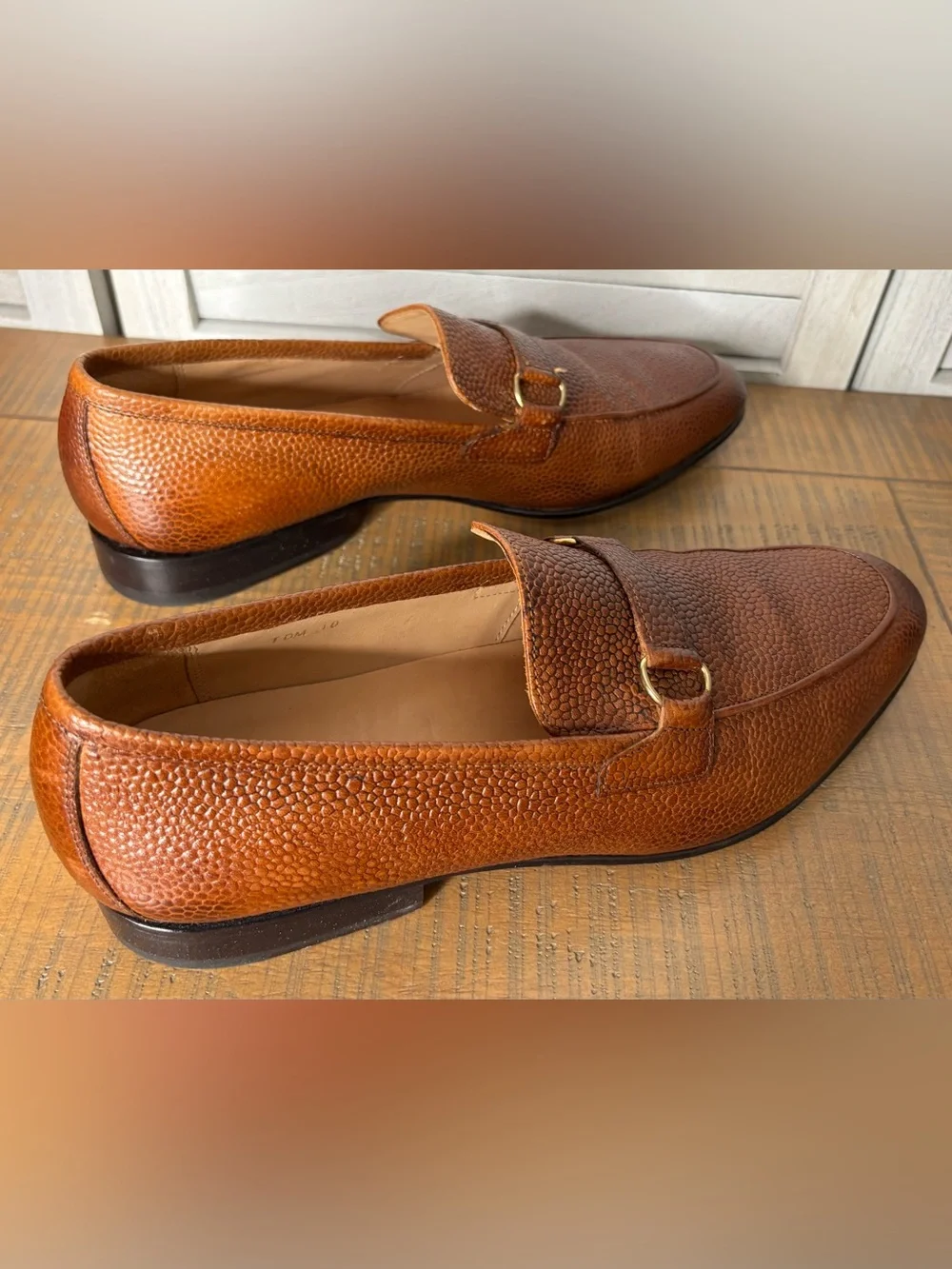 3DM Lifestyle Lorenzo Cognac Brown Pebble Grain Leather Bit Loafers US Men's 11